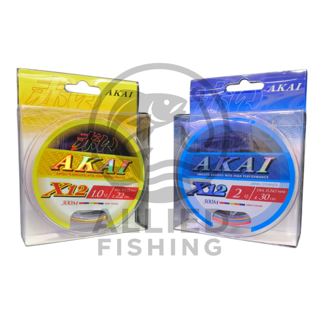 Senar PE AKAI X12 Braid MC | 300M dan 500M | PE 0.8 - 5.0 | 16-80LB | Senar Pancing Jigging Casting