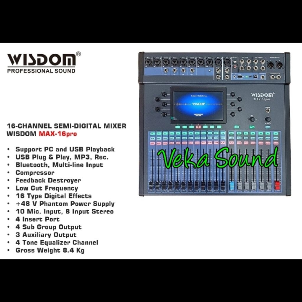 Mixer Wisdom MAX 16PRO / MAX16PRO/MAX 16  PRO 16 Channel  Audio Mixer Semi Digital Wisdom MAX -16 PR