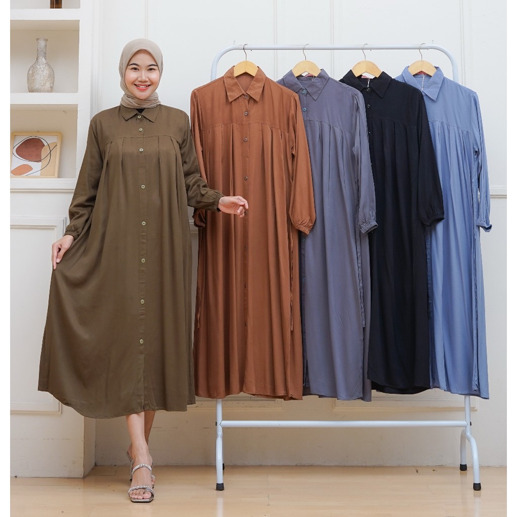 Midi Dres Rayon Twil Premium Ori Tebal Busui Frendly