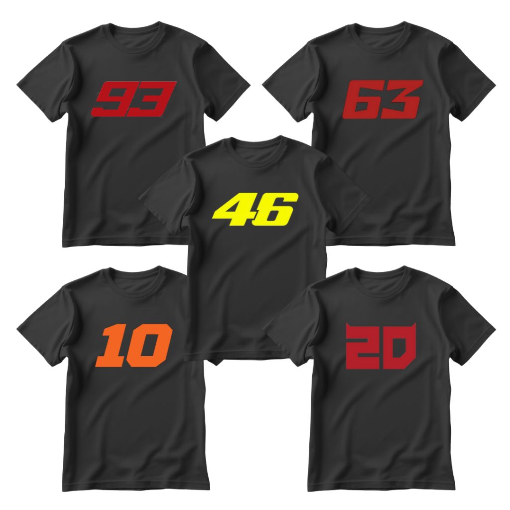 Kaos Motogp Number - Valentino Rossi Marquez Marini Bagnaia Quartararo - By kvnstore
