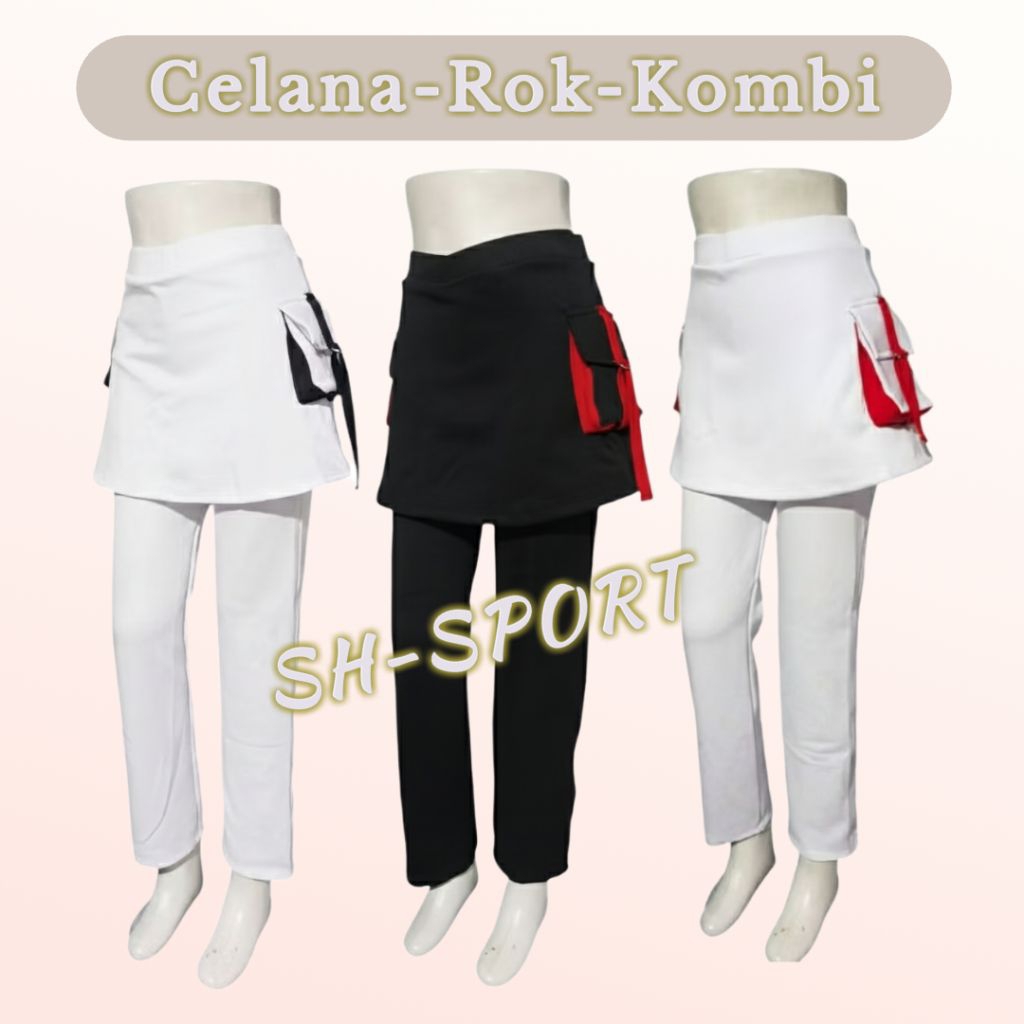CELANA ROK KANTONG KOMBI> celana olahraga wanita panjang || celana senam wanita || celana senam wani
