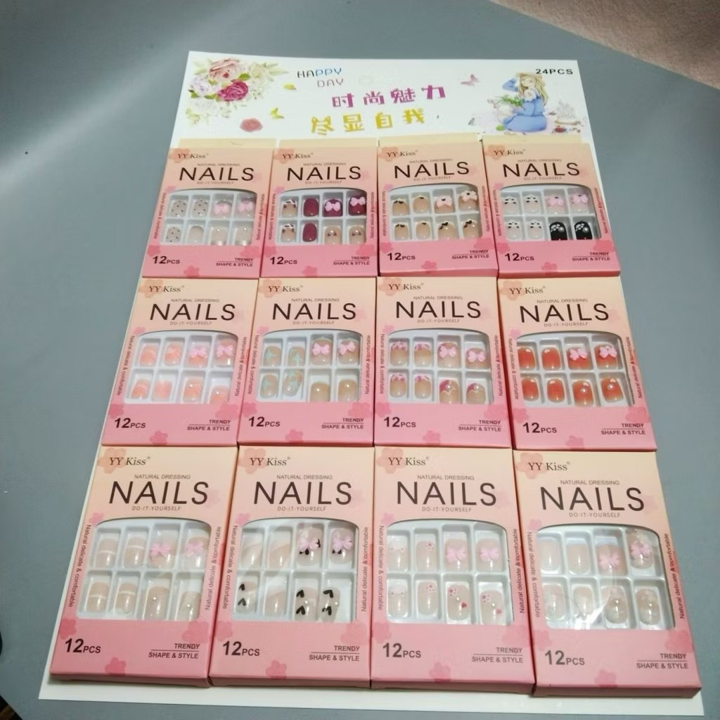 3D Kuku Palsu Nail Art+Lem Fake Nail Aesthetic Isi 12 Set Box