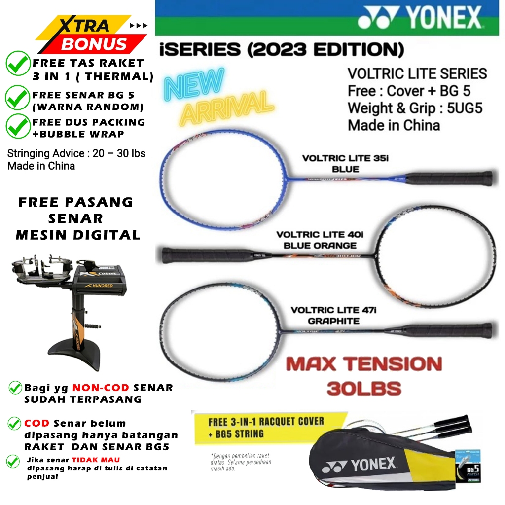 Raket Badminton Yonex Voltric 35i 40i 47i Raket Badminton Yonex Original