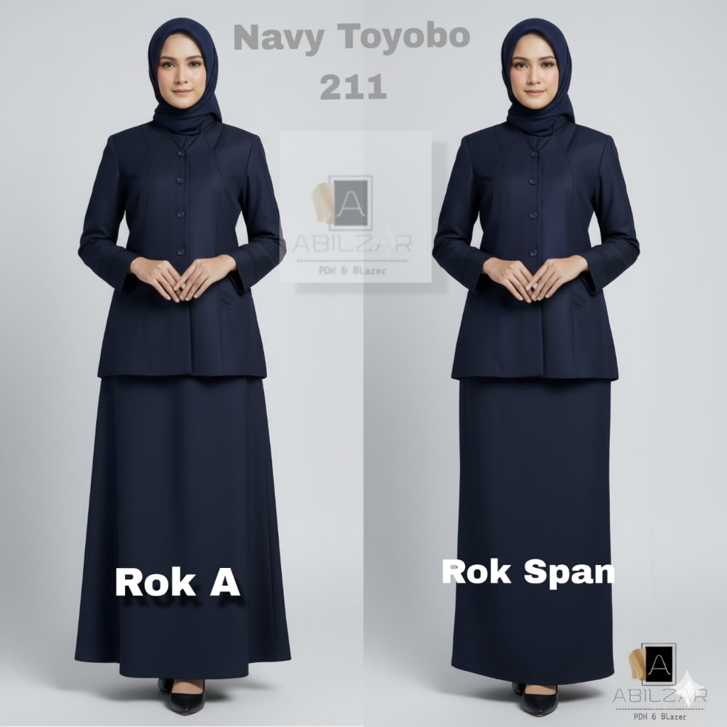 TOYOBO SETELAN SERAGAM DINAS PNS, GURU, KANTOR WARNA NAVY/BIRU DONGKER BAHAN TOYOBO FODU PREMIUM