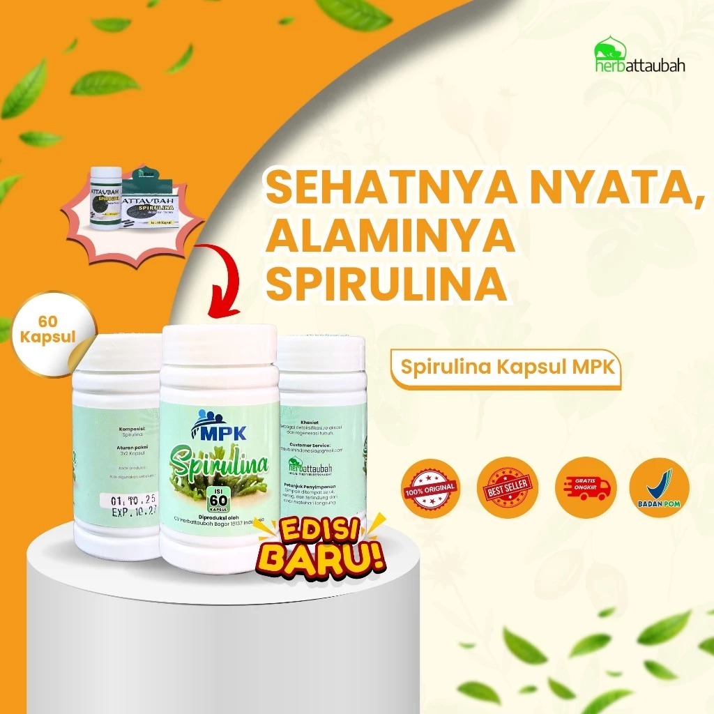 Suplemen Keshatan Kapsul Extract Spirulina Attaubah isi 60 Kapsul