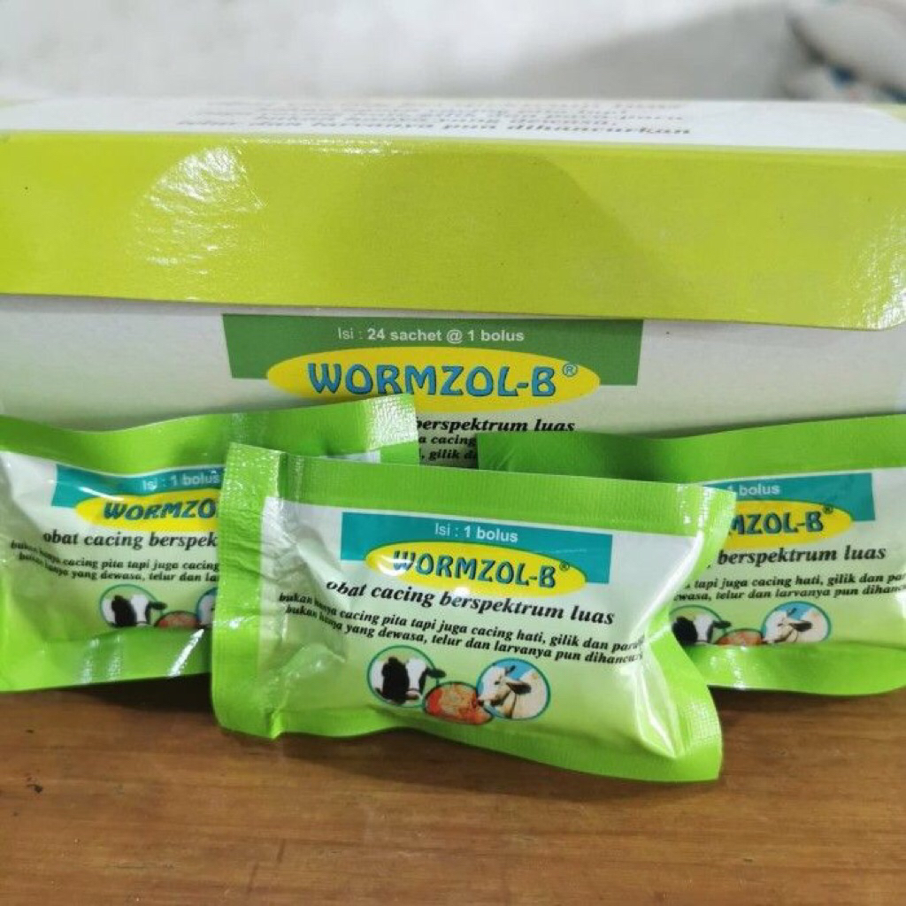 WORMZOL-B ecer ISI 1 BOLUS (OBAT CACING HEWAN) - wormzole bolus
