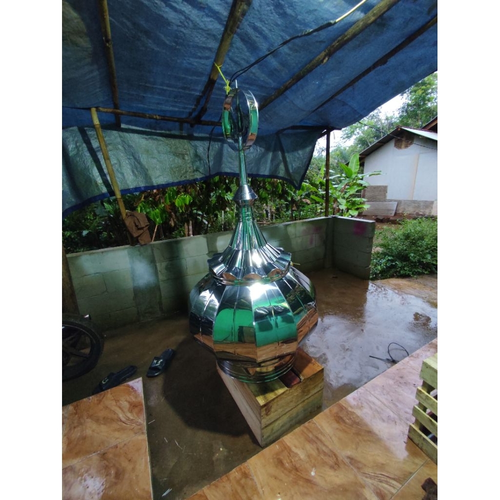 kubah masjid stainless tahan karat diameter 80cm dudukan 55cm