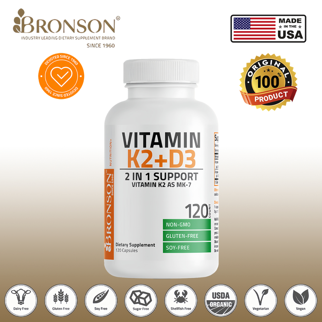 100% Original bronson vitamin d3 k2 5000 iu Bronson Vitamin D3 K2 5000IU 120caps