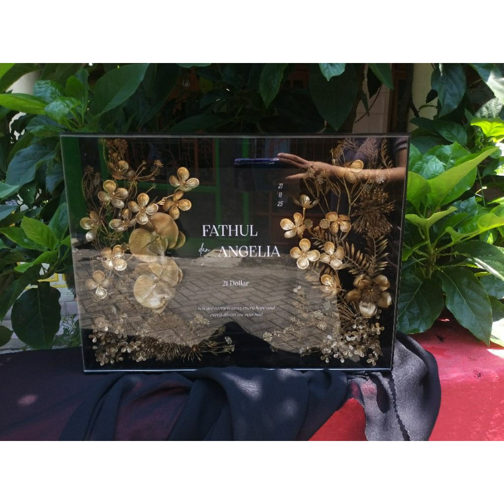 Mahar Pernikahan Akrilik Hitam Gold Custom Mahar Wedding | Mahar pernikahan estetik| Mahar pernikaha