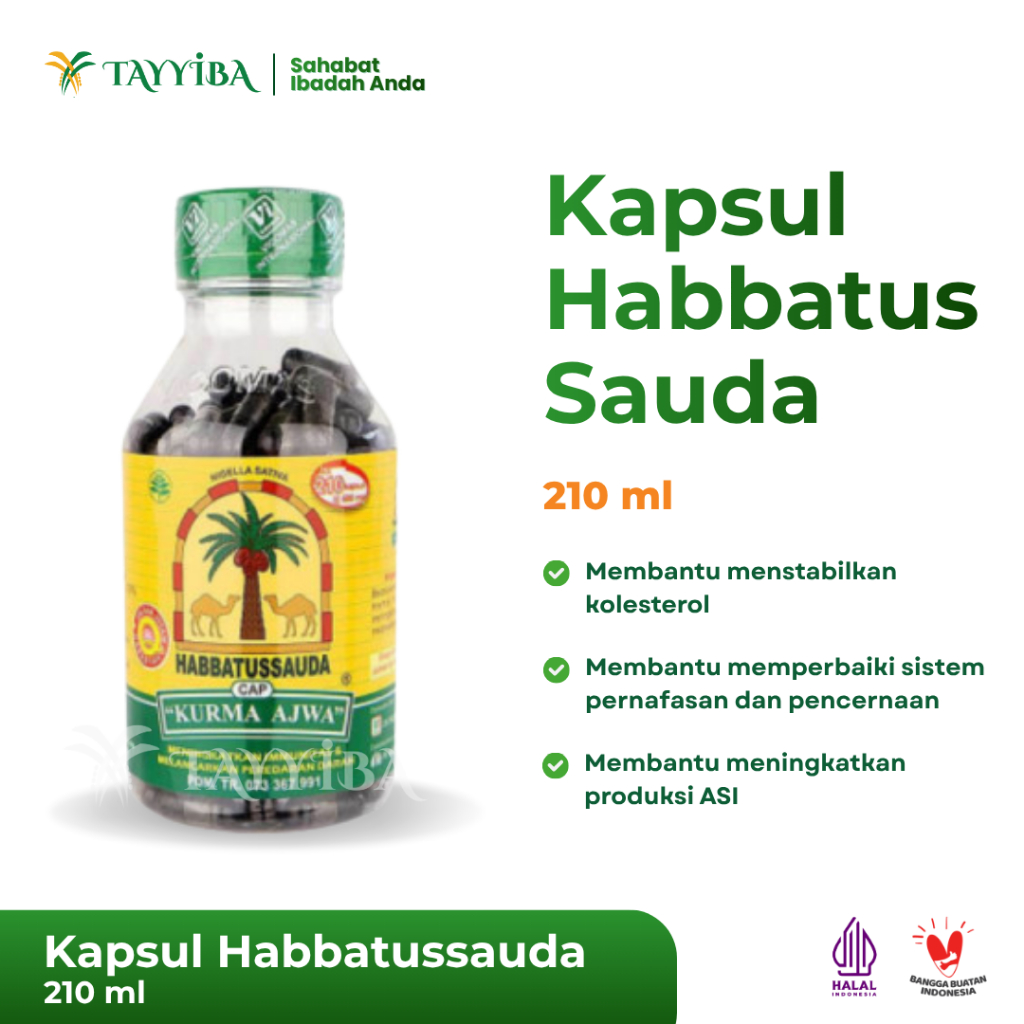 Kapsul Herbal Jinten Hitam Bubuk 210 Kapsul | Habbatussauda Original