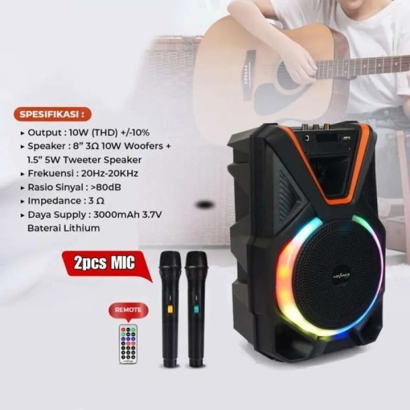 Advance KS-821 Bluetooth Speaker 8" Free Mic / Speaker Advance KS-821