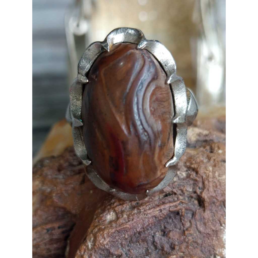 Natural Sakralan Unik Big Size Ring Alpaka Super