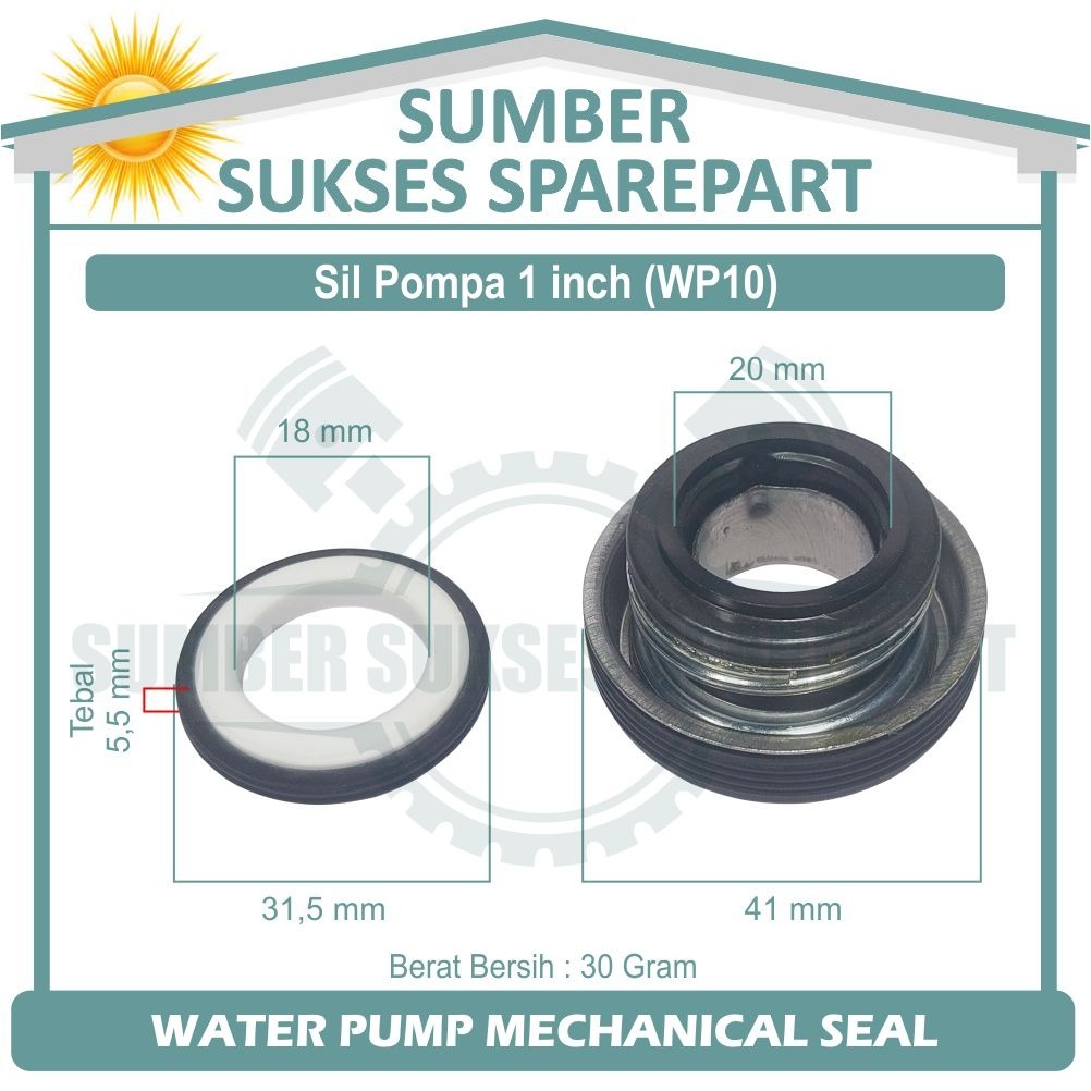 MECHANICAL SEAL POMPA 1 INCH / SIL POMPA AIR 1 INCH / SIL POMPA ALKON WP10