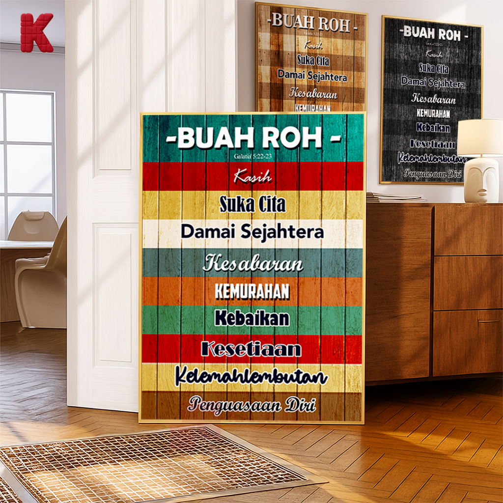 Kreasidekor Bingkai Frame Walnut Buah Roh Rohani Kristen Dekorasi Pajangan Rohani Kamar Rumah