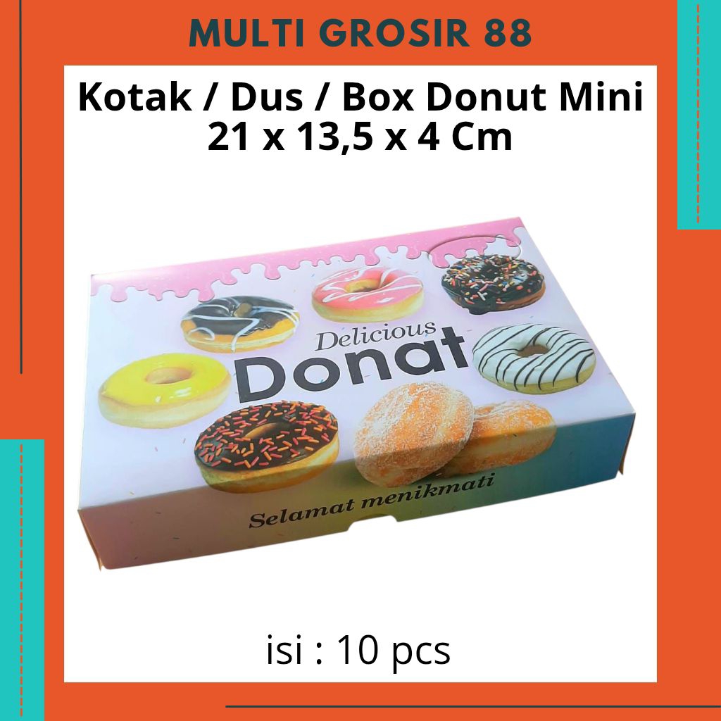 MG88 10 pcs Kotak Dus Donut Box untuk 6 Donut Mini 21 x 13,5 x 4 Cm