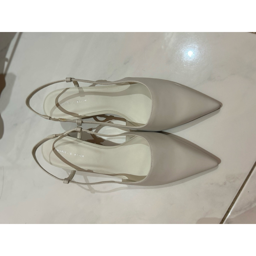 Charles & Keith Slingback Heels — Chalk White | Size 39 | Like New + Box