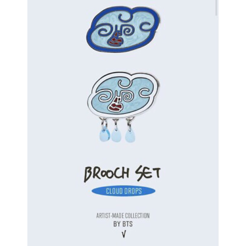 READY STOCK OFFICIAL ARTIST MADE COLLECTION BTS V BROOCH CLOUD DROPS SET