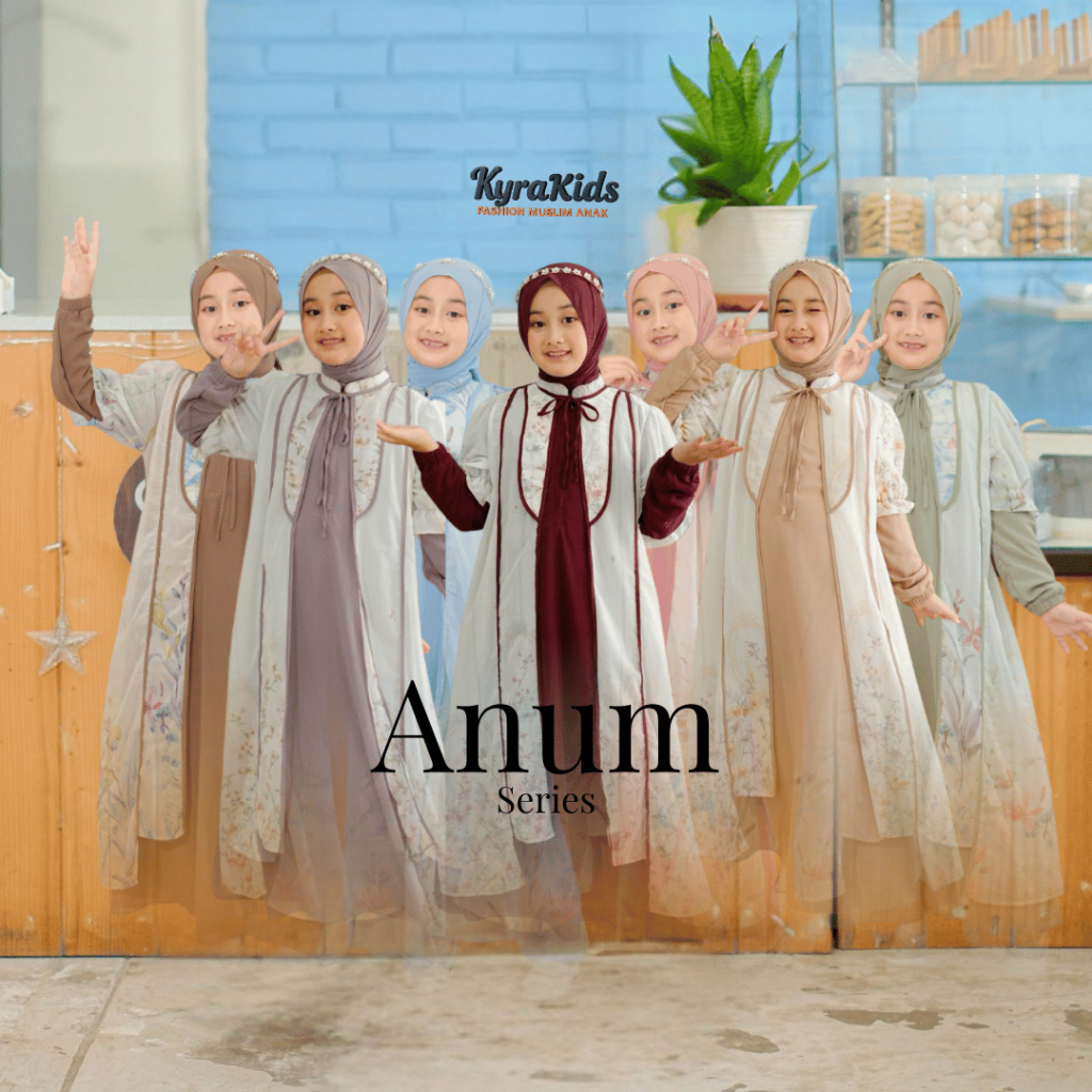 FREE ONGKIR KYRA KIDS ANUM SERIES GAMIS ANAK PREMPUAN SYARI 4-12 TAHUN SET PASHMINA INSTAN BAHAN
