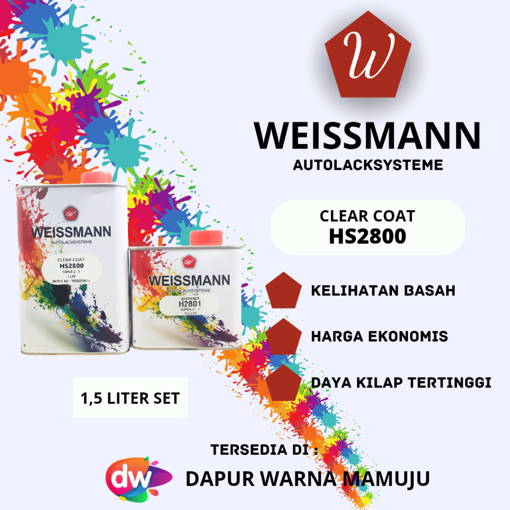[Sulsel-Sulbar] Weissmann Autolacksysteme Clear Coat HS2800 Super 2:1 (Clear Weissmann HS2800) 1,5 L
