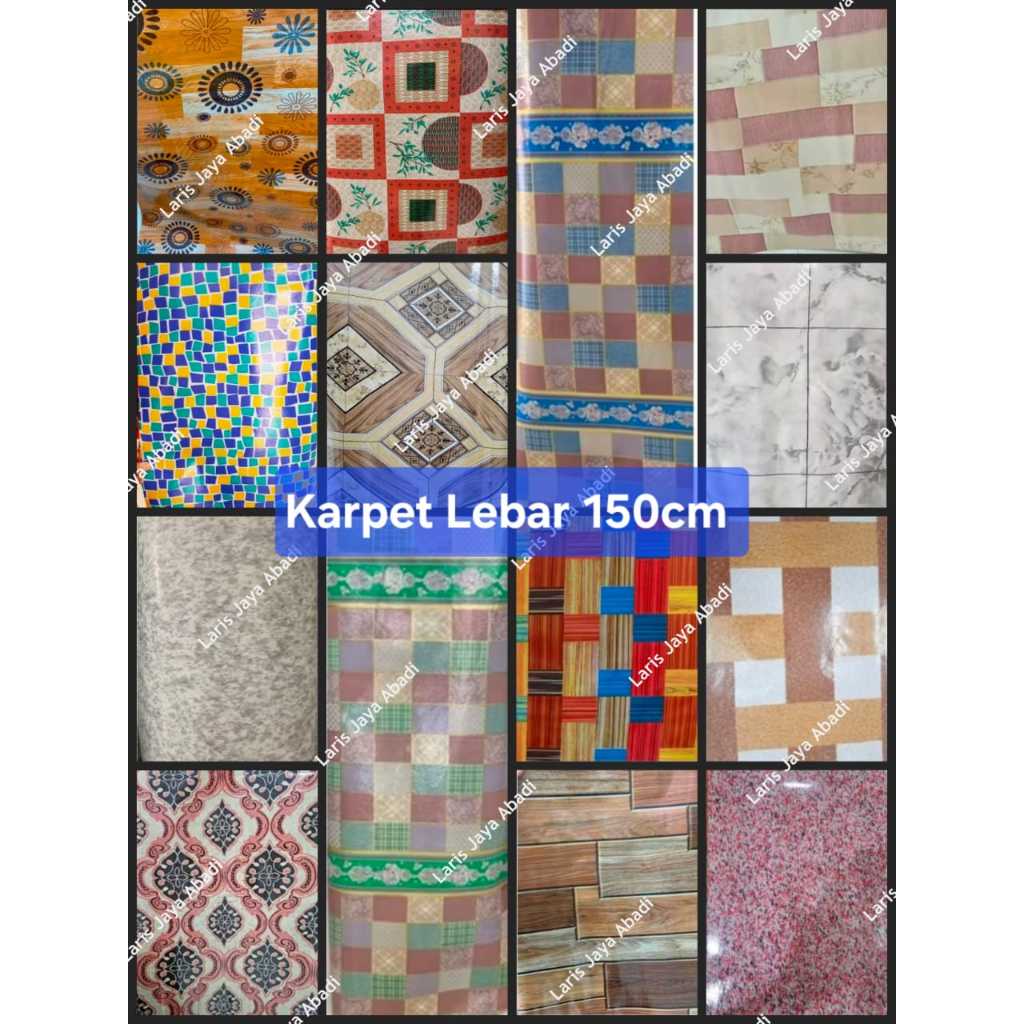 Karpet Plastik Alas Lantai Meteran Lebar 150cm / Alas Meja Kualitas Bagus Tebal Kilap | pjg per 50cm