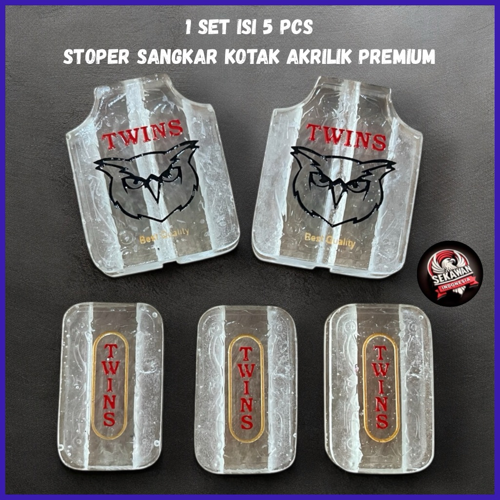 1 SET ISI 5 STOPER SANGKAR KOTAK AKRILIK MERK TWINS SANGKAR PREMIUM
