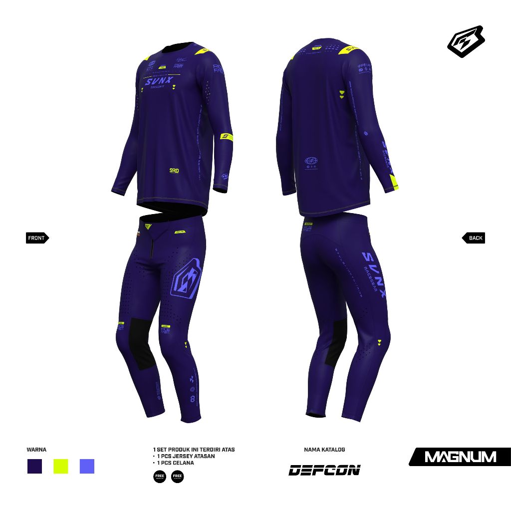 JERSET MOTOCROSS DEFCON SERIES / GEARSET SVNX TYPE MAGNUM / JERSEY SET TRAIL CUSTOM