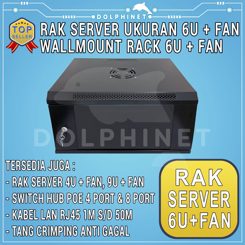 Wallmount Rack Server 6U / Wallmount Rack 6U / Rak Server Ukuran 6U Single Glass Door Rak Server Sin