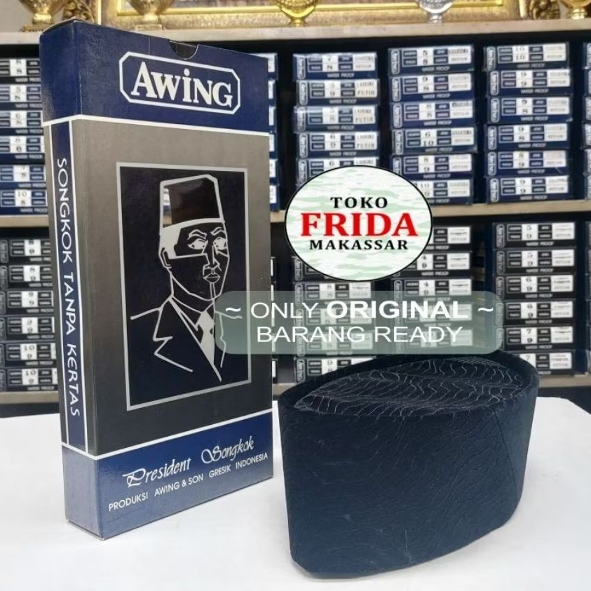 Peci Songkok Awing President LAHORE Hitam Water Proof Tinggi 8 No.9