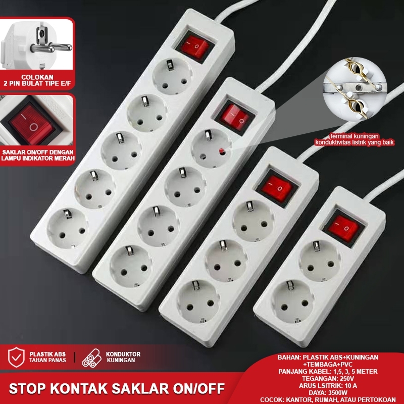 Stop Kontak & USB Soket Segi Enam Stop Kontak Saklar ON/OFF Colokan Multifungsi Vanstar Atn SNI