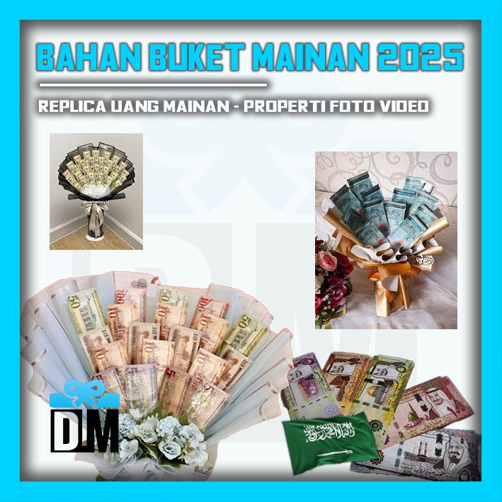 Replika Uang Arab Riyal / Uang Mainan / Riyal / Bahan Buket Bunga Mainan Suvenir