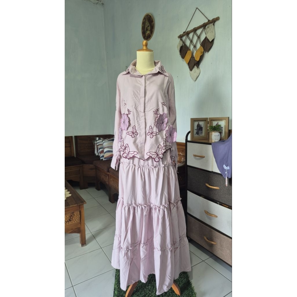 set rok  bordir bunga cantiq