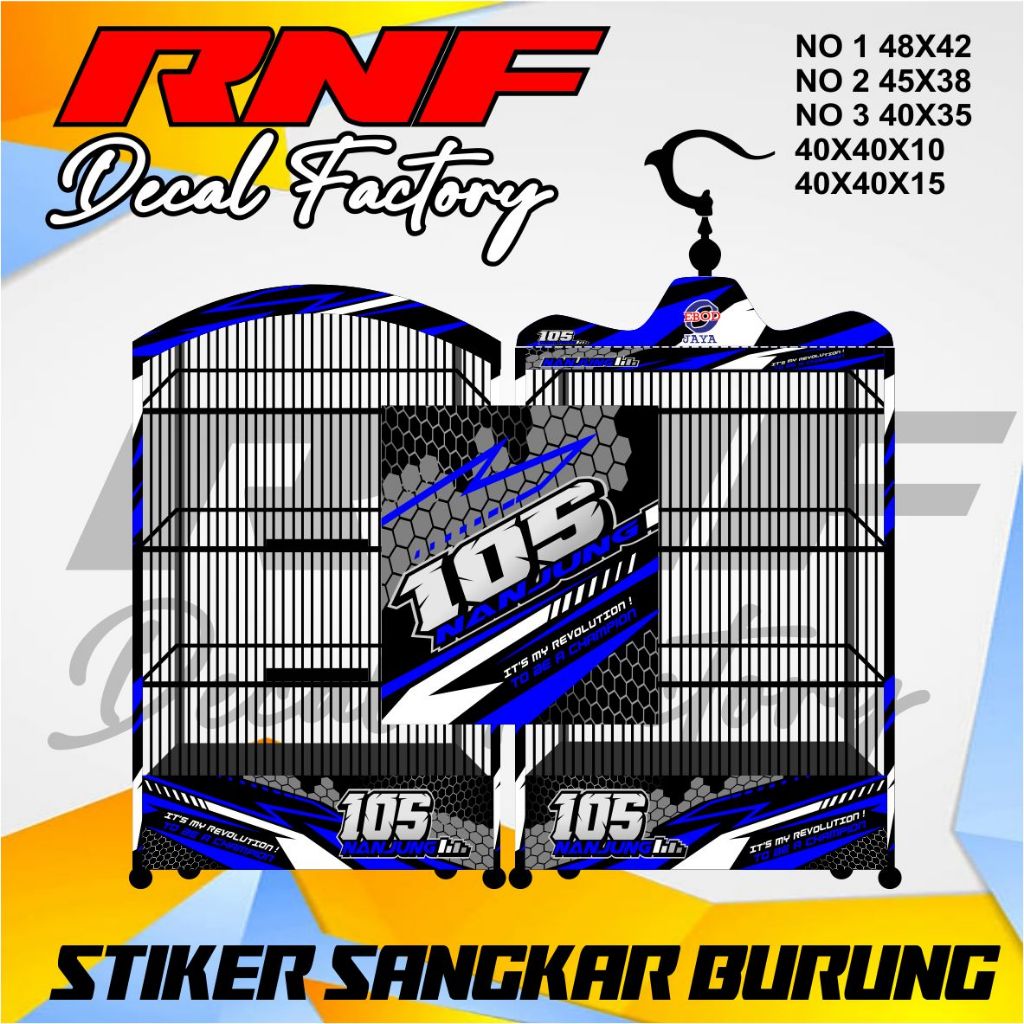 DECAL STIKER SANGKAR KOTAK KEREN,KACER,CENDET,KENARI