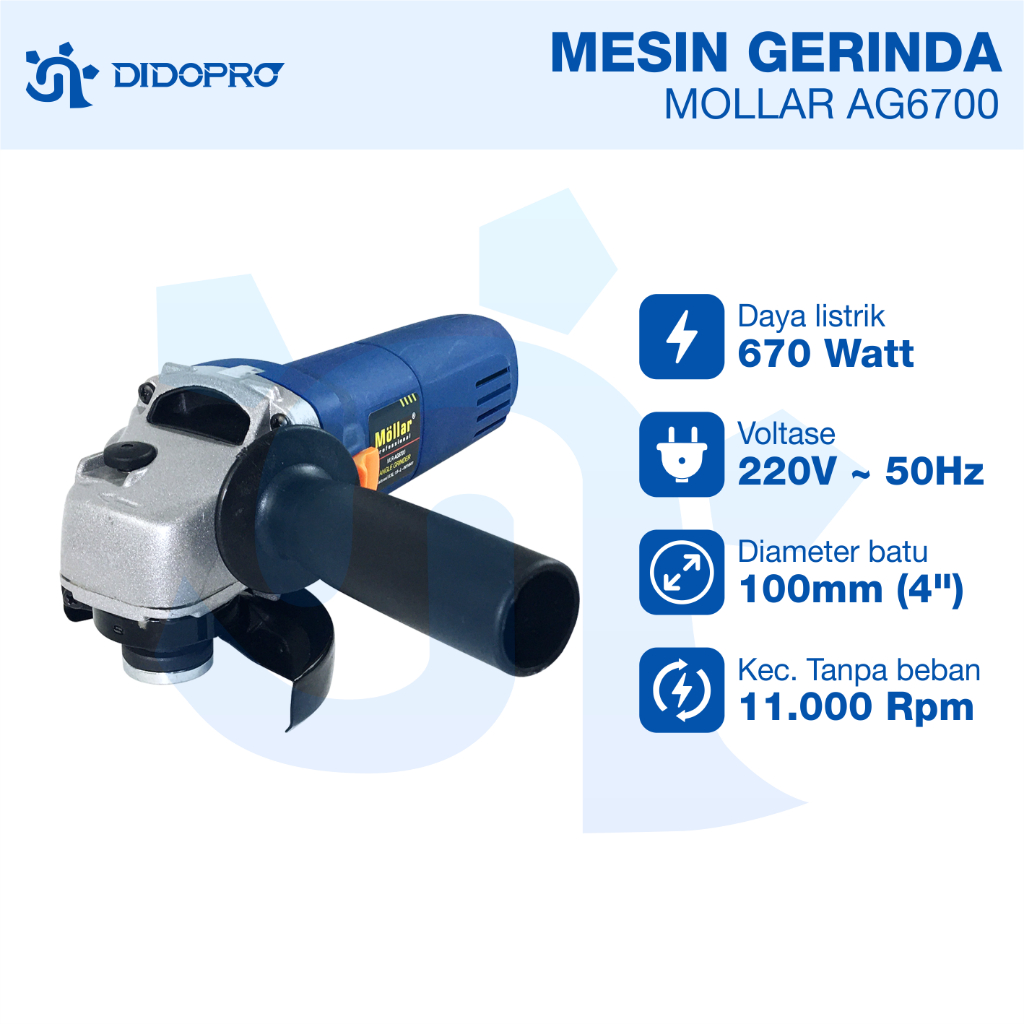 Mesin Gerinda Tangan Mollar MLR-AG6700 Angle Grinder MOLLAR 4"