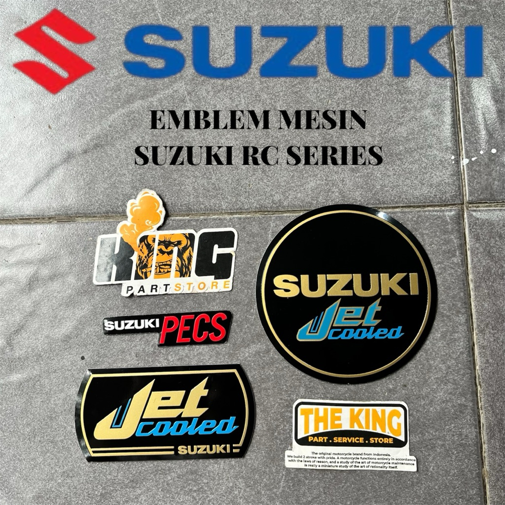 EMBLEM MESIN SET SUZUKI RC80 RC100 RC110 - EMBLEM STIKER BLOK BAK MAGNET KOPLING JETCOOLED PECS CRYS