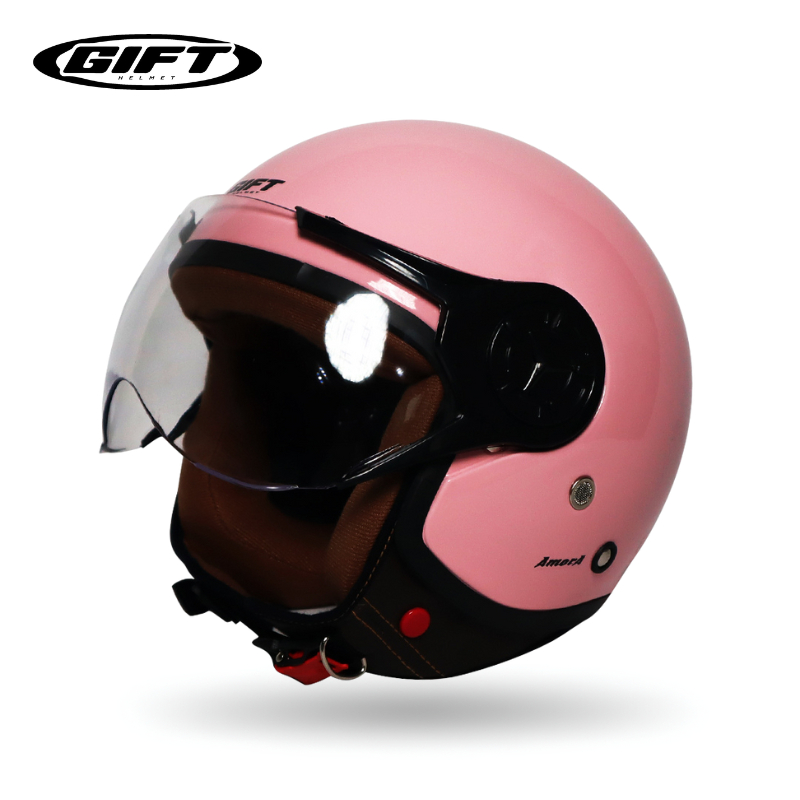 Helm BOGO GIFT AMORA Wanita Hijab Helm Cewek Murah /  Helm Half Face sudah SNI Warna Putih Glossy