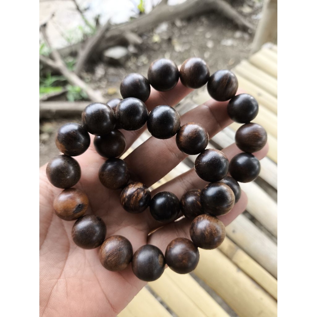 GELANG PRIA FOSIL AKAR GALIH KAYU GAHARU WANGI HITAM KALIMANTAN