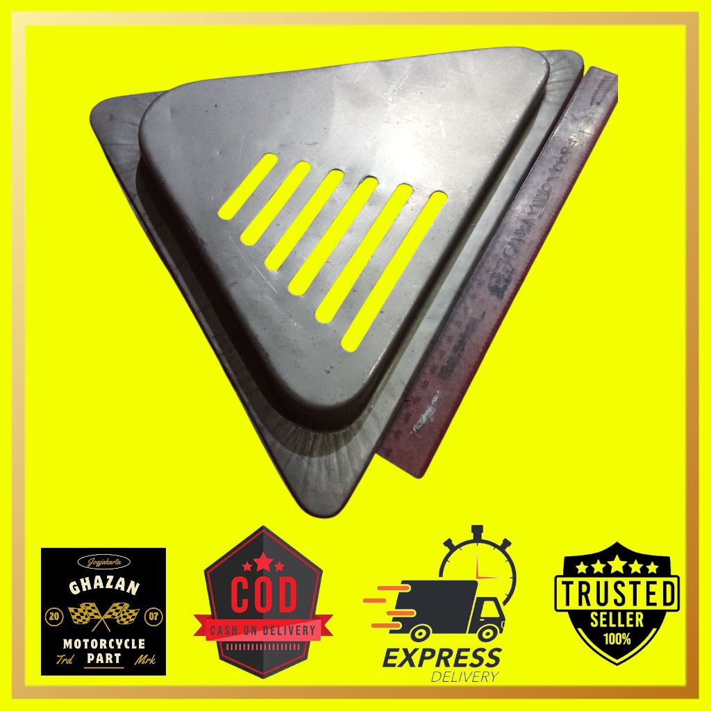 Tutup Aki Japstyle Stainless Segitiga Slotted – Side Cover Motor Custom Bratstyle Tracker Classic