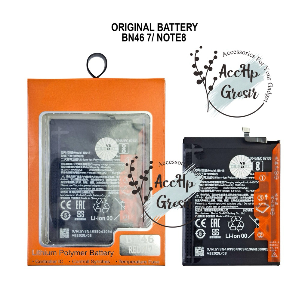 Baterai Batre BN 46 Redmi Note 8 / Redmi 7 BN46 Batrei Batrai BN 46 100% Original DISTRIBUTOR