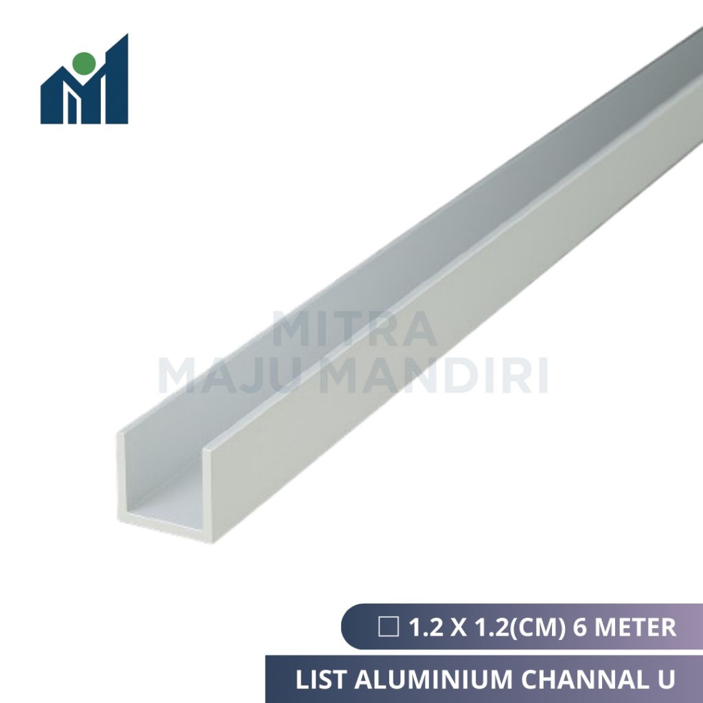 List Aluminium Rell U 1.2 Cm 12mm Rel Tali Air Panjang 6 Meter