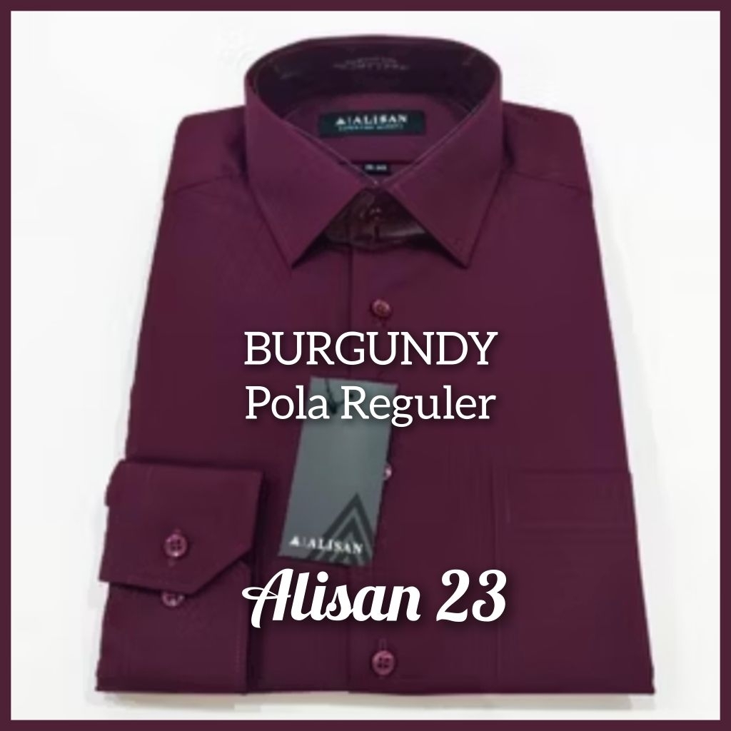 Kemeja Alisan BURGUNDY Reguler Lengan Panjang (100% ORI)