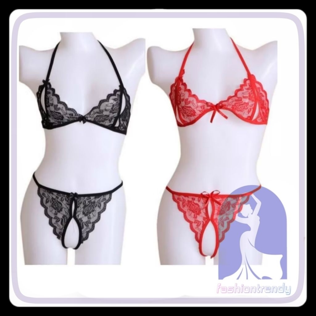 celana dalam wanita S M L XL XXL Bra Set Lingerie Jumbo Gstring Jumbo Bigsize Gstring  Hitam