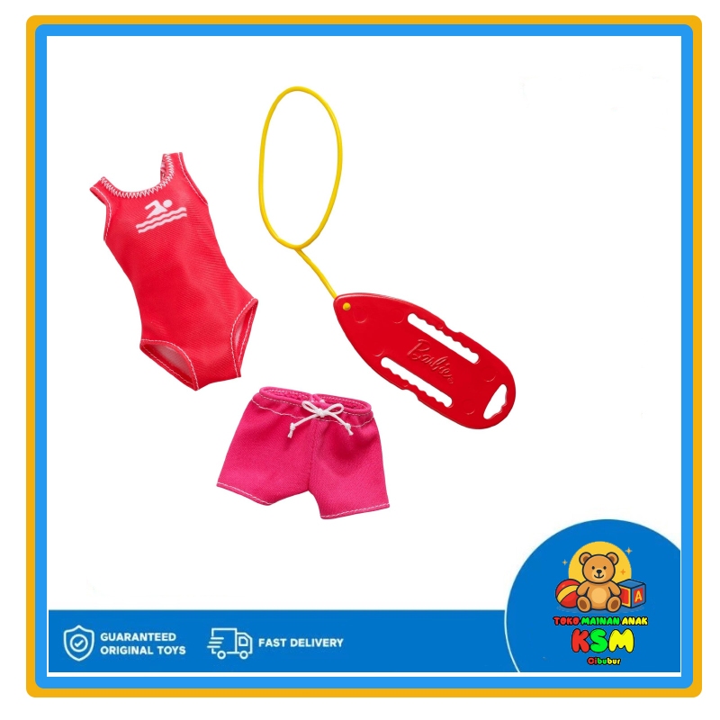 Barbie Outfit Set FND49 – Baju Boneka Barbie Tema Lifeguard Original Mattel