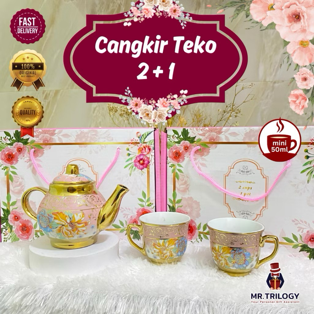 hampers cangkir keramik mini gift set eropa style teko set kado coffee cup