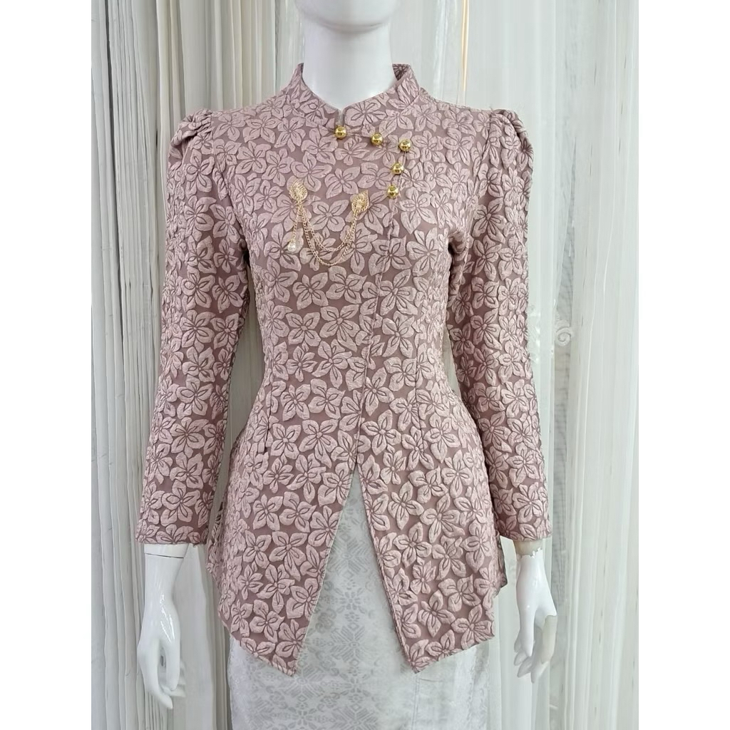 kebaya janggan premium motif bunga timbul