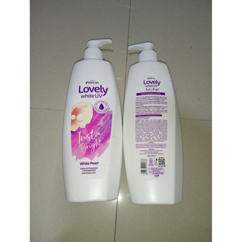 Emeron Lovely White UV Hand & Body Lotion 500ml Botol Besar