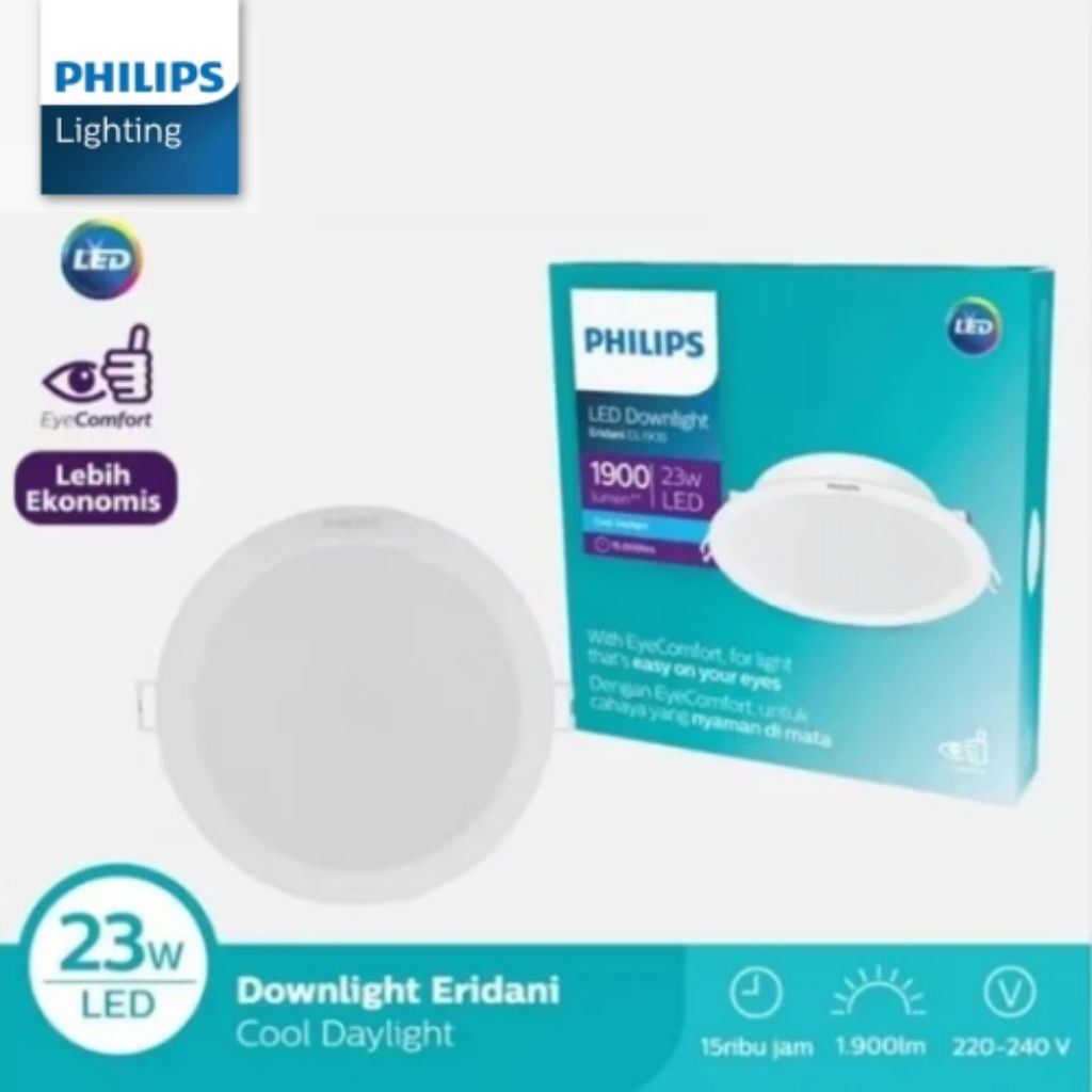 Lampu Philips Downlight Eridani LED18 D200 23W 6500K Putih