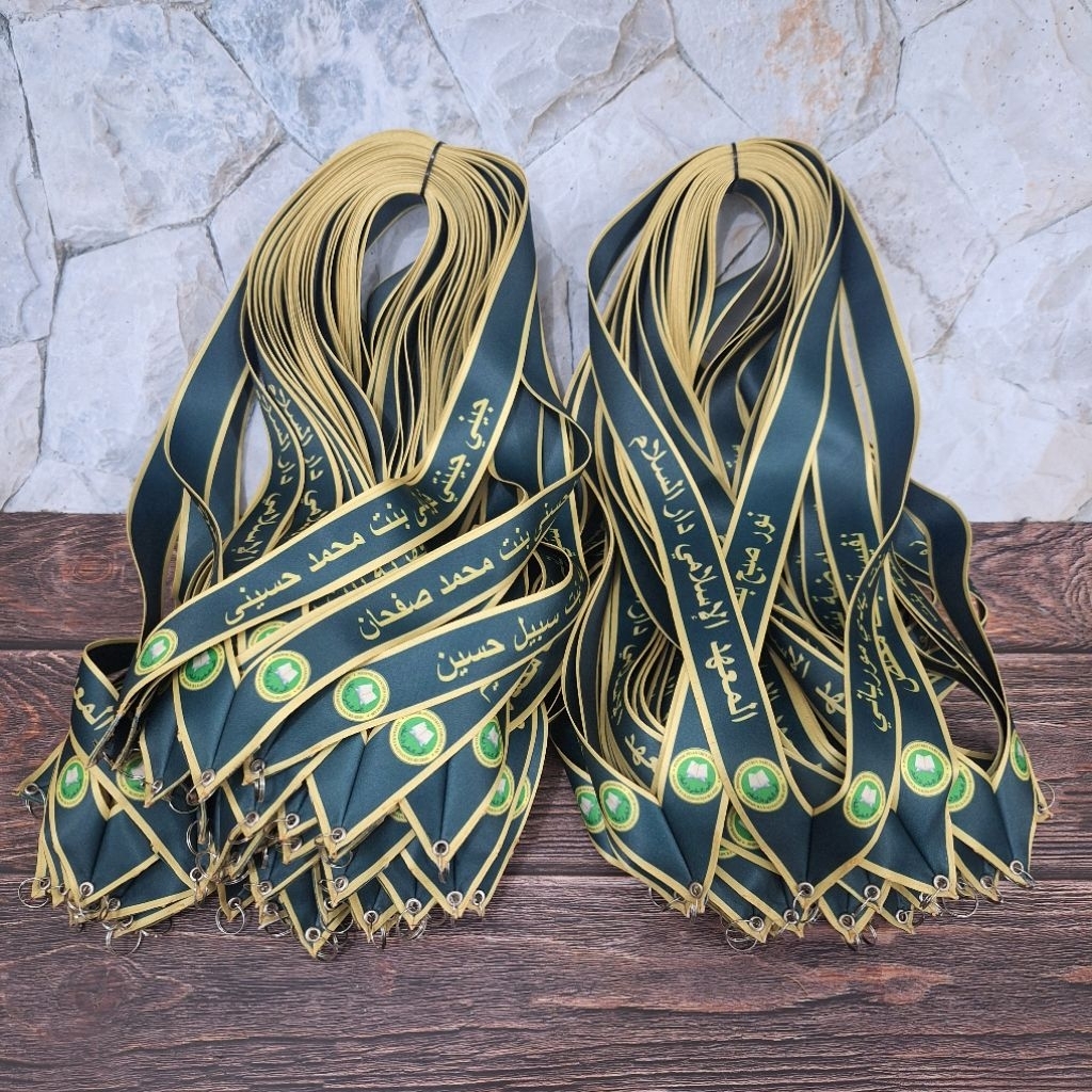 TALI LANYARD MEDALI CUSTOM 2,5cm/3cm (JAHIT SEGITIGA) SIAP PAKAI | CETAK 2 SISI, DIGITAL PRINT | PRO