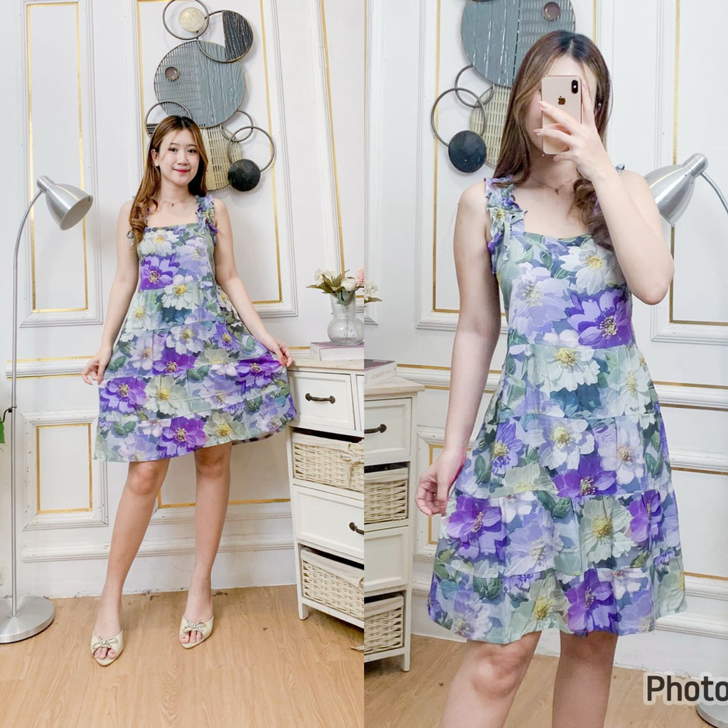 Daster Viral Putri Bali NIKKI Yukensi Kerut Rayon Adem - Daster Bali Tanpa Lengan Tali Pundak / Dres