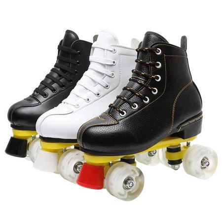 Roller Skate Shoes Black White Adult Double Row Outdoor 4 Wheels - Hitam