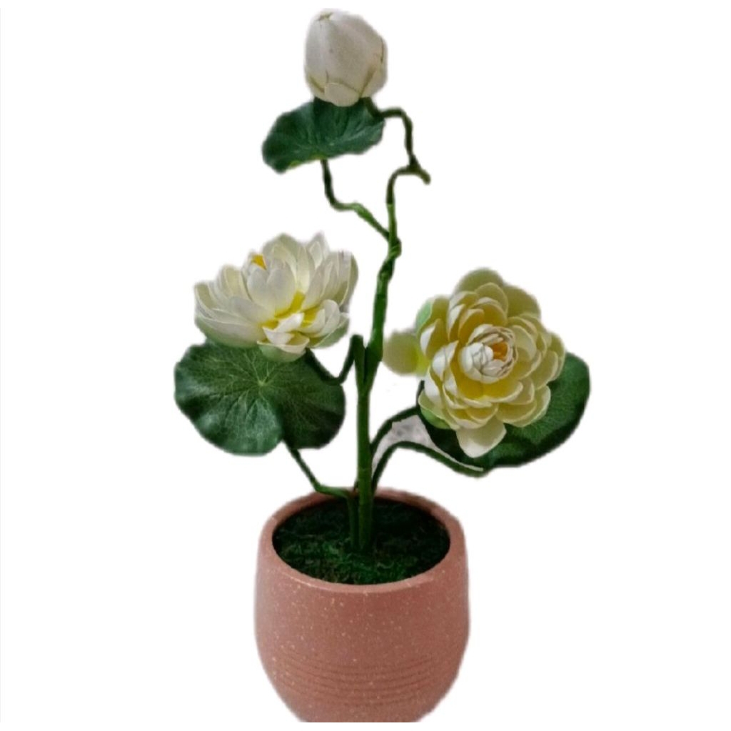 pot bunga keramik teratai imitasi